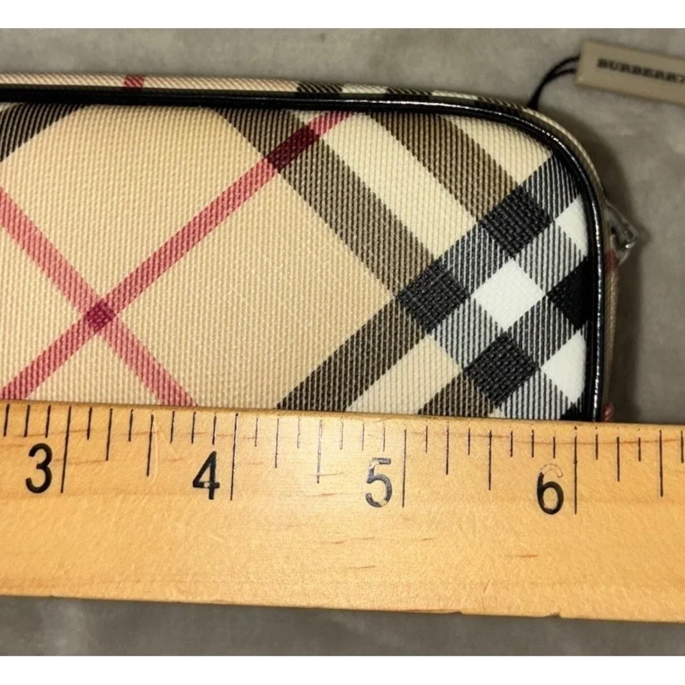 Burberry Cosmetic Bag Nova Check Black Trim Make Up Skincare Pouch NEW